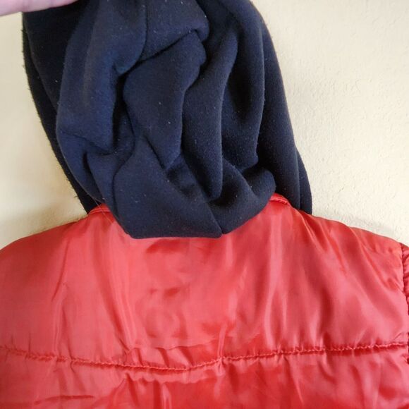 Aeropostale Mens Vest‎ Large Orange Black Full Zip Hooded Lined Puffer Down - Picture 7 of 11